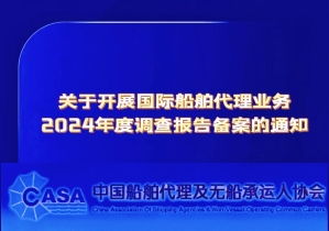 關于開展國際船舶代理業務2024年度調查報告備案的通知